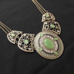 Bold Filigree Gemstone Statement Necklace